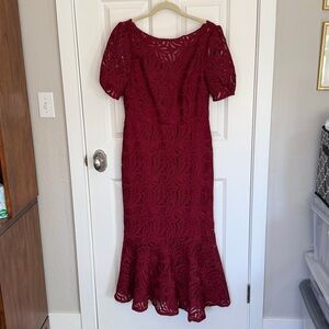 KAY UNGER Zoey DressWomen's Red Lace Tea Length Dress Women's Size 10